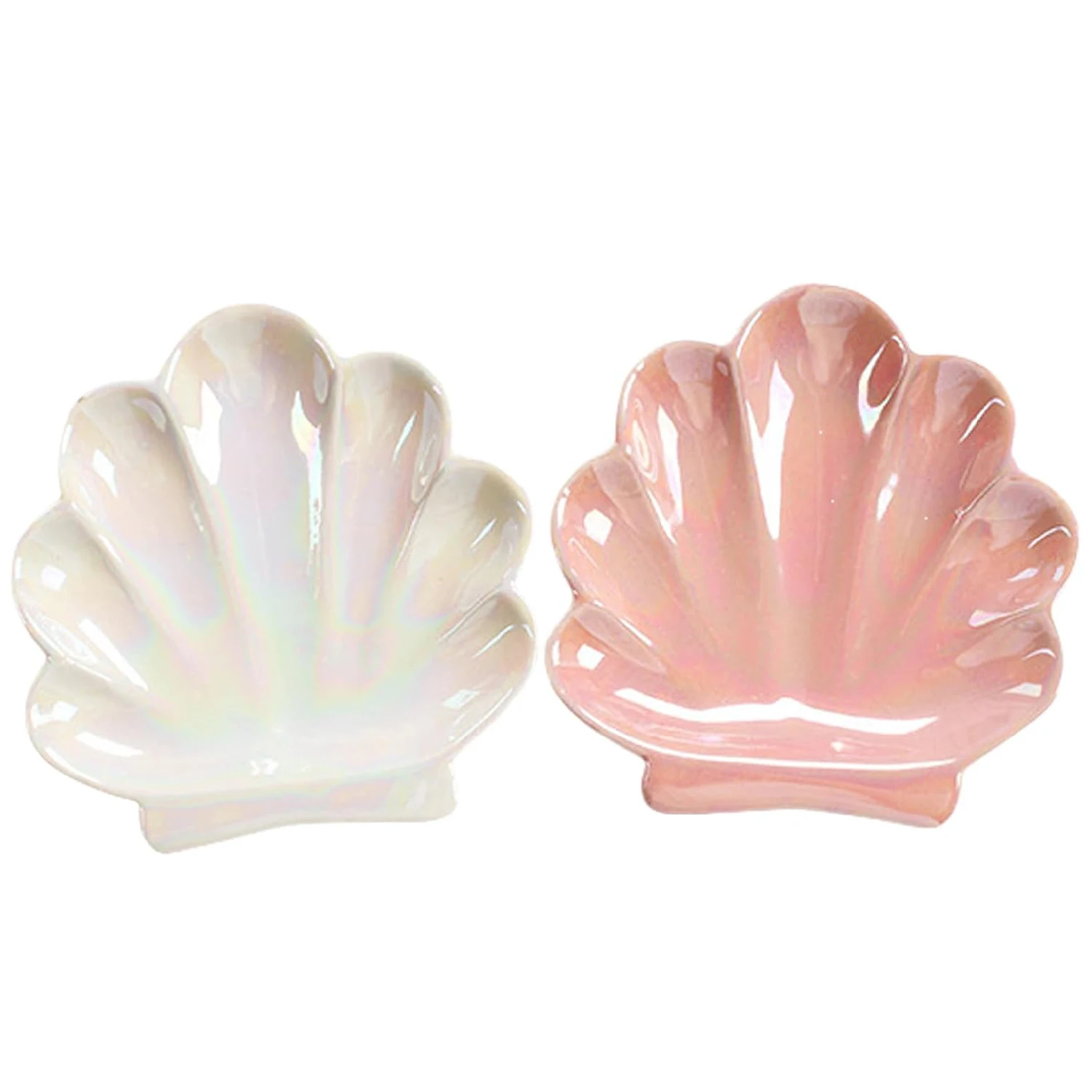 Ceramic Jewelry Storage Tray, Shell Tray, Pearl Ring and Earring Home Decor, Scallop Design