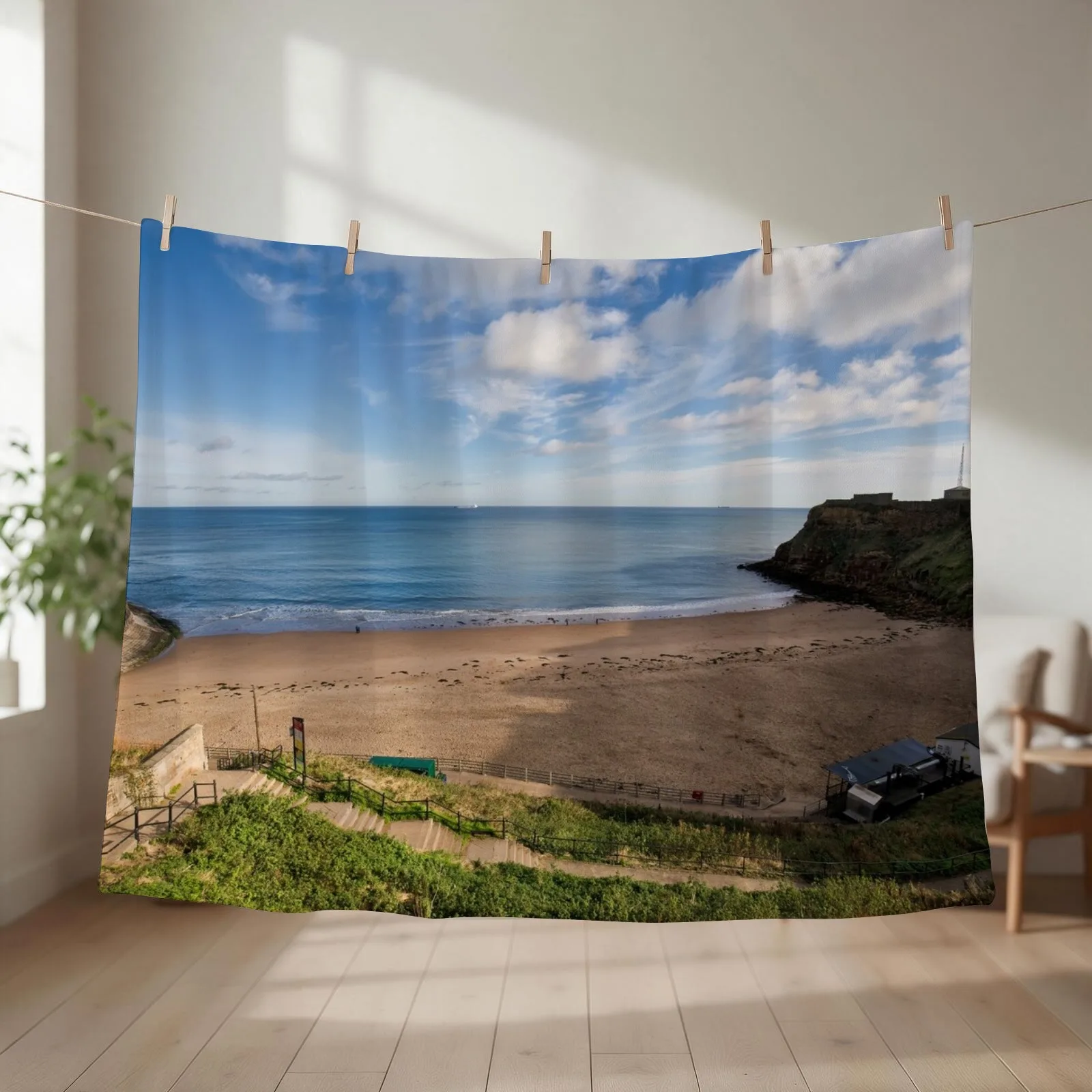 King Edwards Bay, Tynemouth Throw Blanket couch cozy soft plush fuzzy picnic outdoor blanket