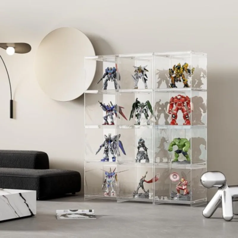 Floor-to-ceiling Transparent Acrylic Cabinet Against The Wall Multi-layer Shelf Home Living Room Storage Cabinet Storage