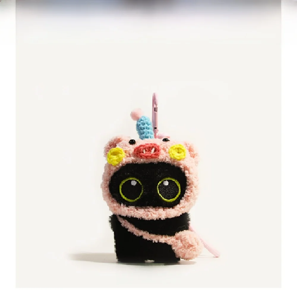 Cute Scarf Black Cat  Doll Keychain Camera Shoulder Bag Doll Bag Pendant Car Key Ring Gifts