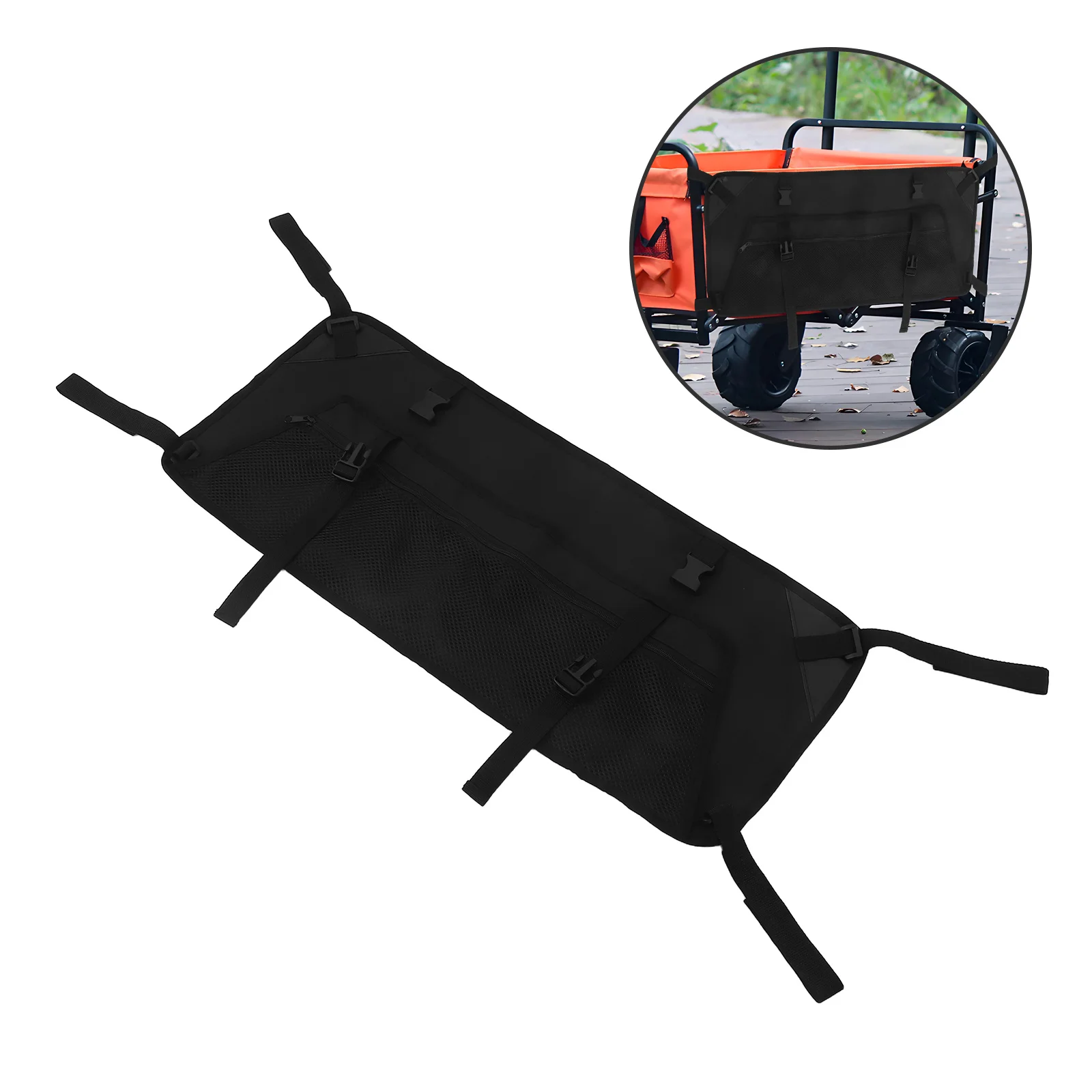 

1pc Folding Wagon Side Bag Oxford Mesh Storage Pouch Collapsible Cart Accessories For Camping Garden Outdoor Picnic Beach