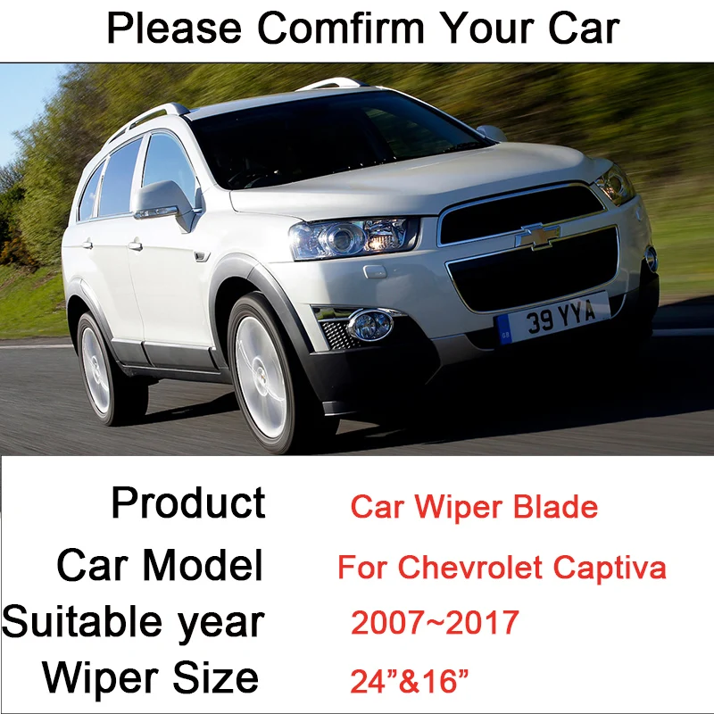 Wiper Front Wiper Blades Set for Chevrolet Captiva C100 C140 2007 2008 2009 2010~2017 Windshield Brushes 24