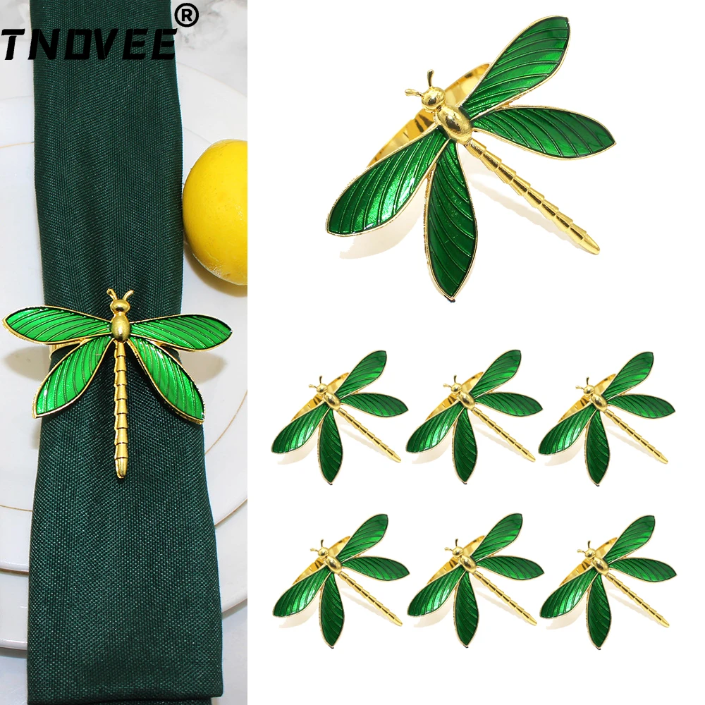 20Pcs Dragonfly Birthday Decorations Cute Dragonfly Napkin Rings Metal Insect Napkin Buckle for Summer Spring Party Table Decor