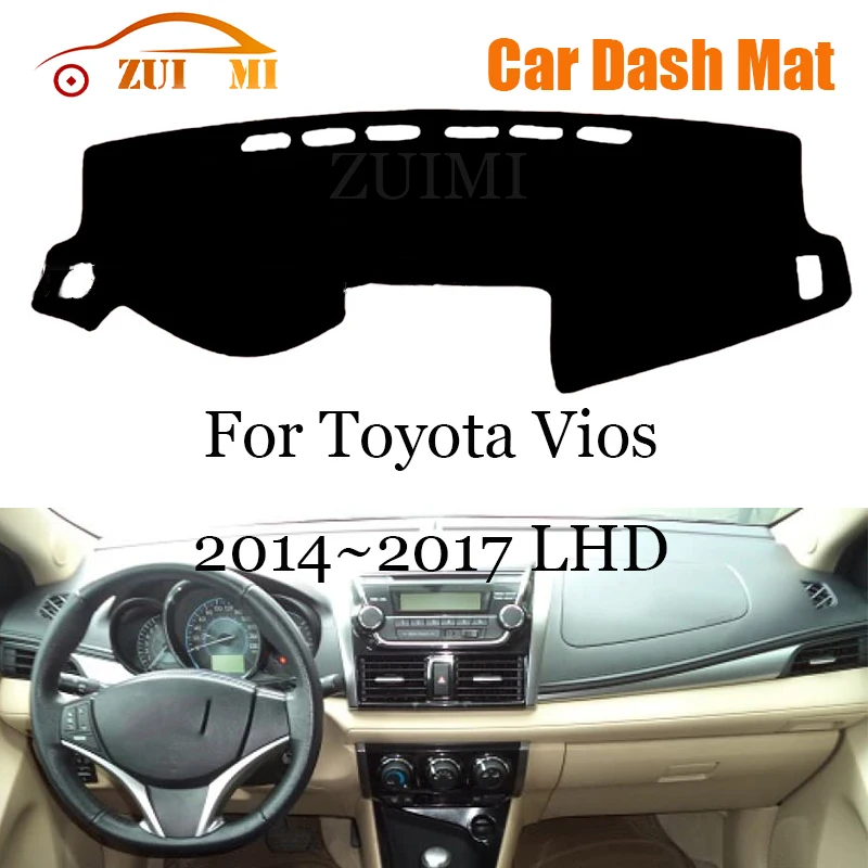 

ZUIMI Dashboard Cover Dash Mat Dashmat For Toyota Vios 2014~2017 LHD RHD Dash Board Cover Pad Sun Shade