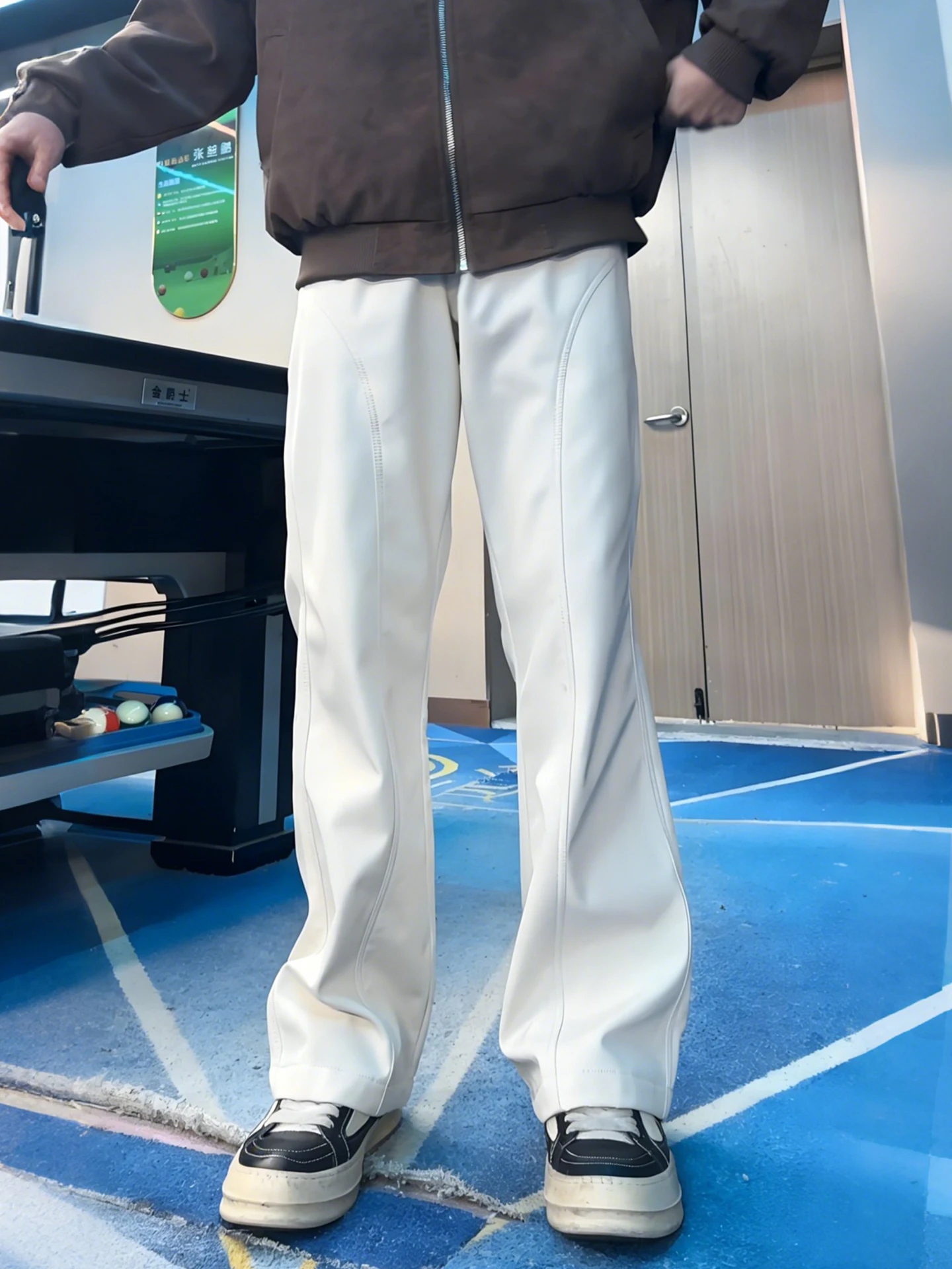 

Американские прямые брюки на подкладке, осенне-зимние повседневные брюки, мужские облегающие брюки для рабочей одежды белого цвета