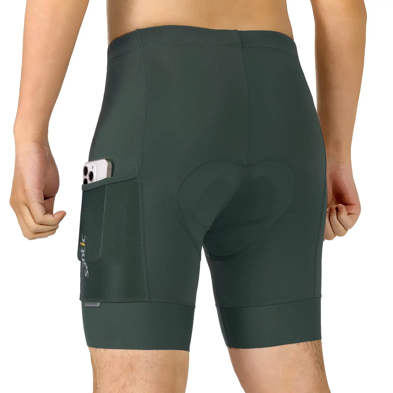 Santic Men's Cycling Shorts 4D Padded with Pockets MTB Lightweight Elastic Bicycle Riding Pants for Cycling  KM1C05136