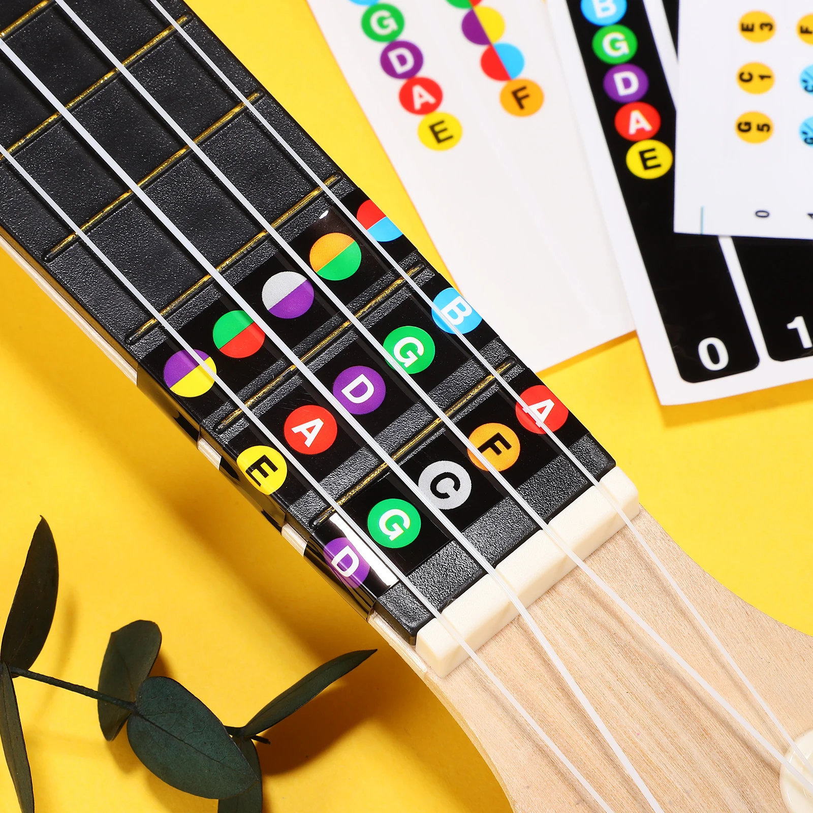 

Color-Coded Ukulele Guitar Fretboard Note Stickers Self-Adhesive Chord Fret Markers Learning Decals For Beginners Note Stickers