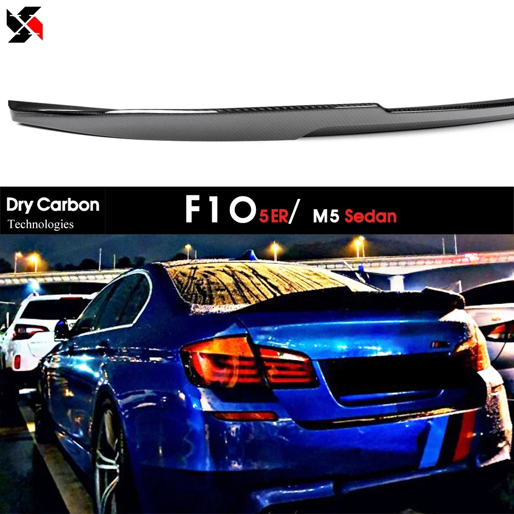 Dry Carbon Autoclave Tech Real Carbon Fiber High-kick Rear Deck Spoiler Boot Wings For BMW F10 5 Series & M5 Sedan 2010 - 2017