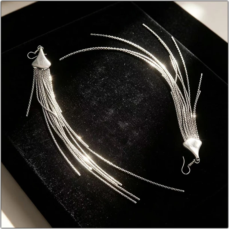 Fashion Long Tassels Dangle Earrings Decorative Accessories Gun Black Water Drop Earring Daily Business Party Clothing Ornaments