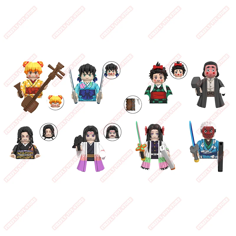 Demon Slayer Animazione Giocattoli periferici Tanjirou Nezuko Zenitsu Inosuke Muzan Piccola bambola Anime Action Model Figure Collection