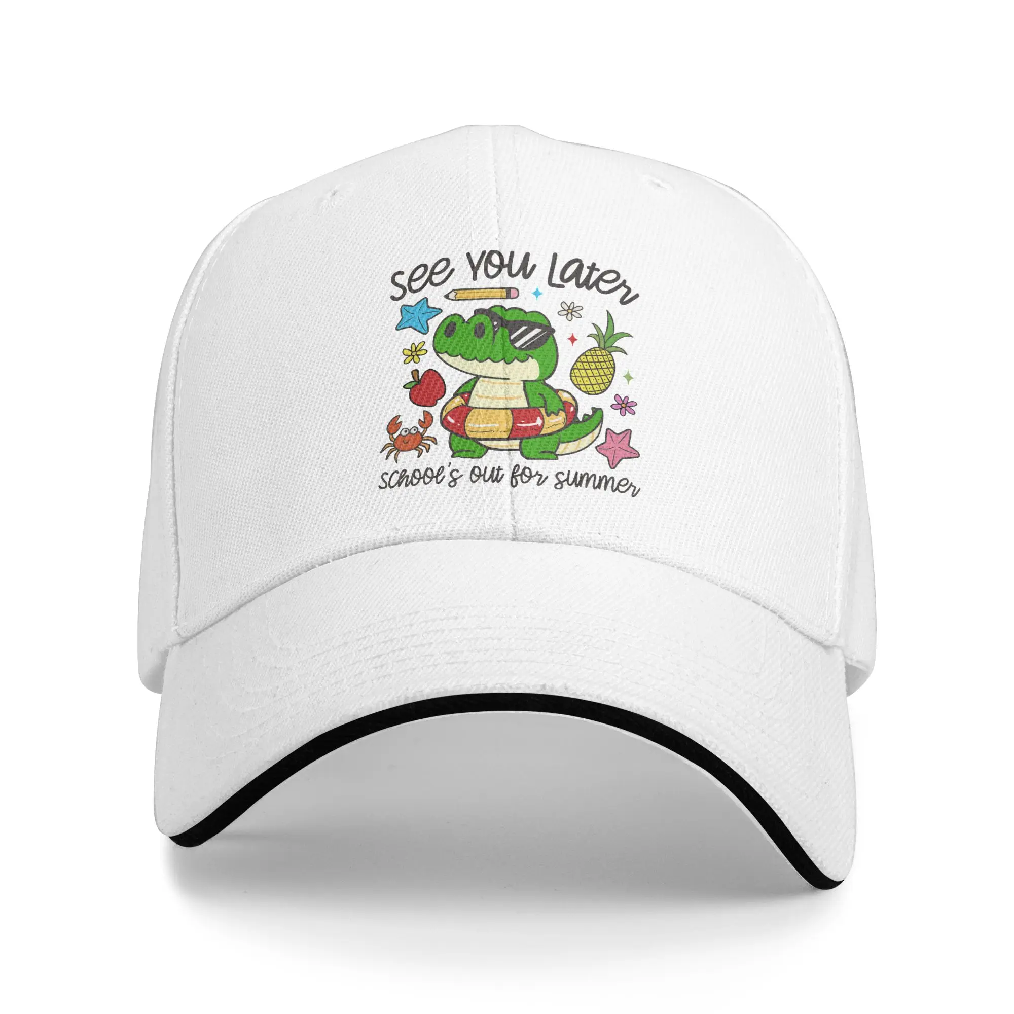 See You Later Alligator Last Day of School Teacher Sommer-Baseballkappe, Retro-Trucker-Mütze, Sommer-Unisex-Teenager-Snapback-Kappe