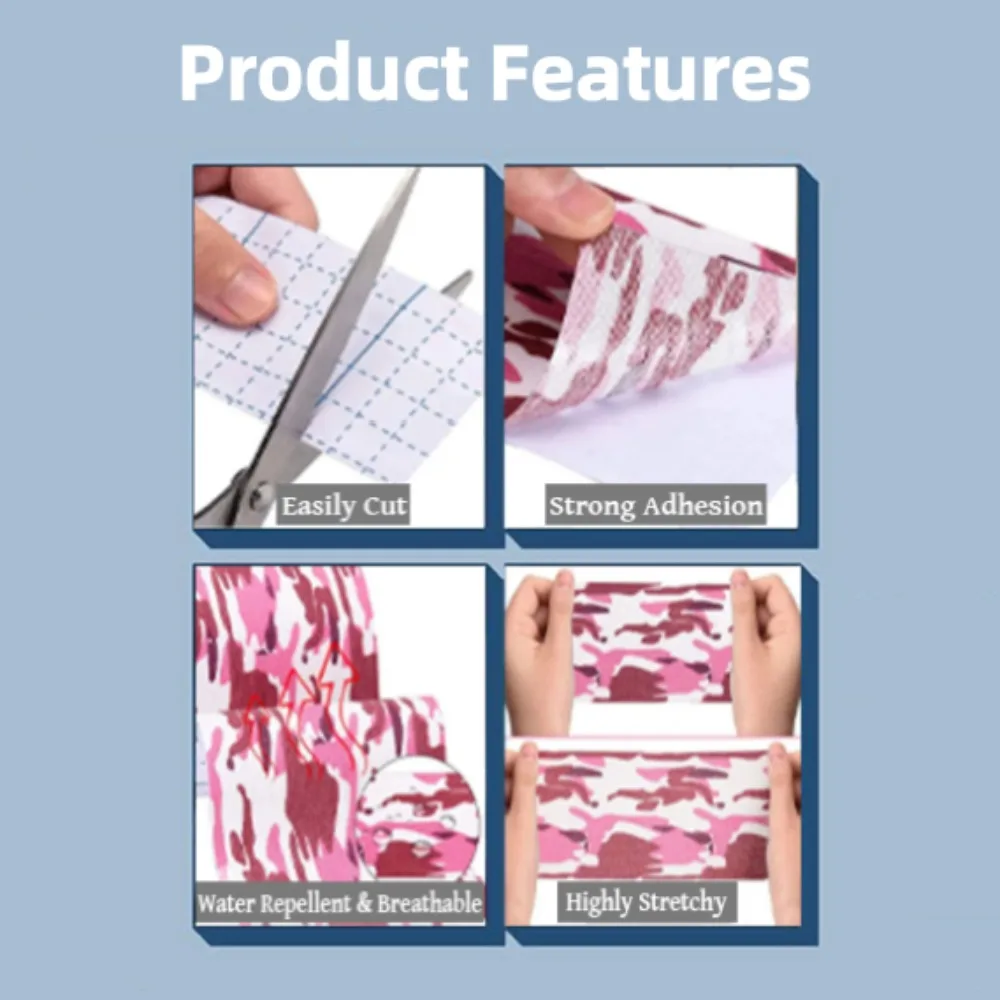 شريط عضلات مموه، وجه تزلج ملون ذاتي اللصق، شريط وتر أخيل، شريط علم الحركة، شريط علم الحركة، تمرين