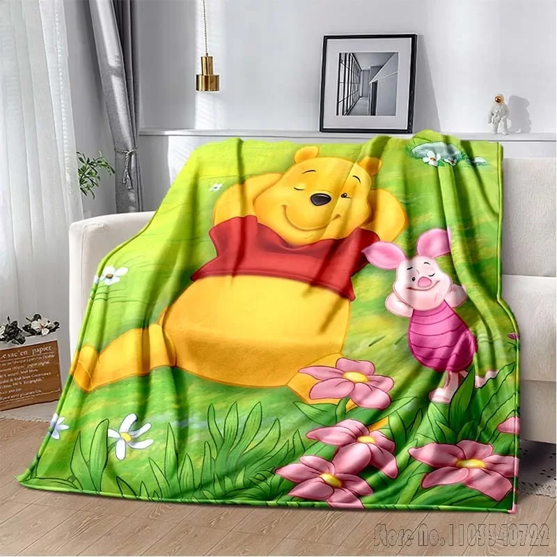 

Cute Cartoon Winnie-the-Pooh Room Warm Blanket Comfortable Soft Portable Travel Picnic Blanket Gift for Family or Friends