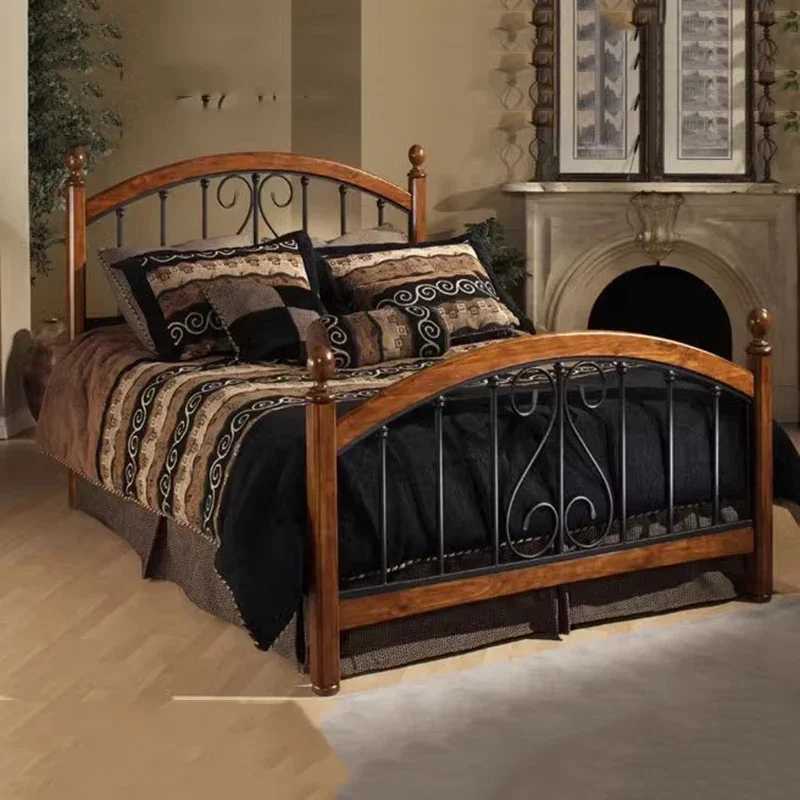 High End Black Double Bed European Waterproof Sleeping Metal Modern Beds Bedroom Queen Twin Luxury Camas De Dormitorio Furniture