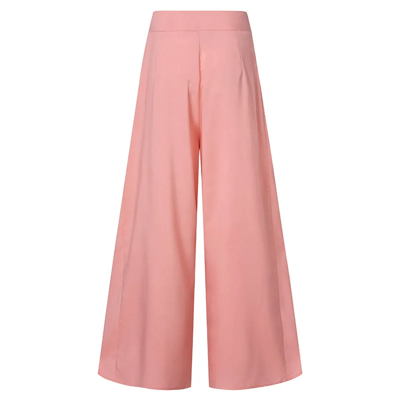 Women's Thin Trousers Zipper Wide Legs Solid Color High Waist Elegant Spring Office Commuting Simple Versatile Casual Pants