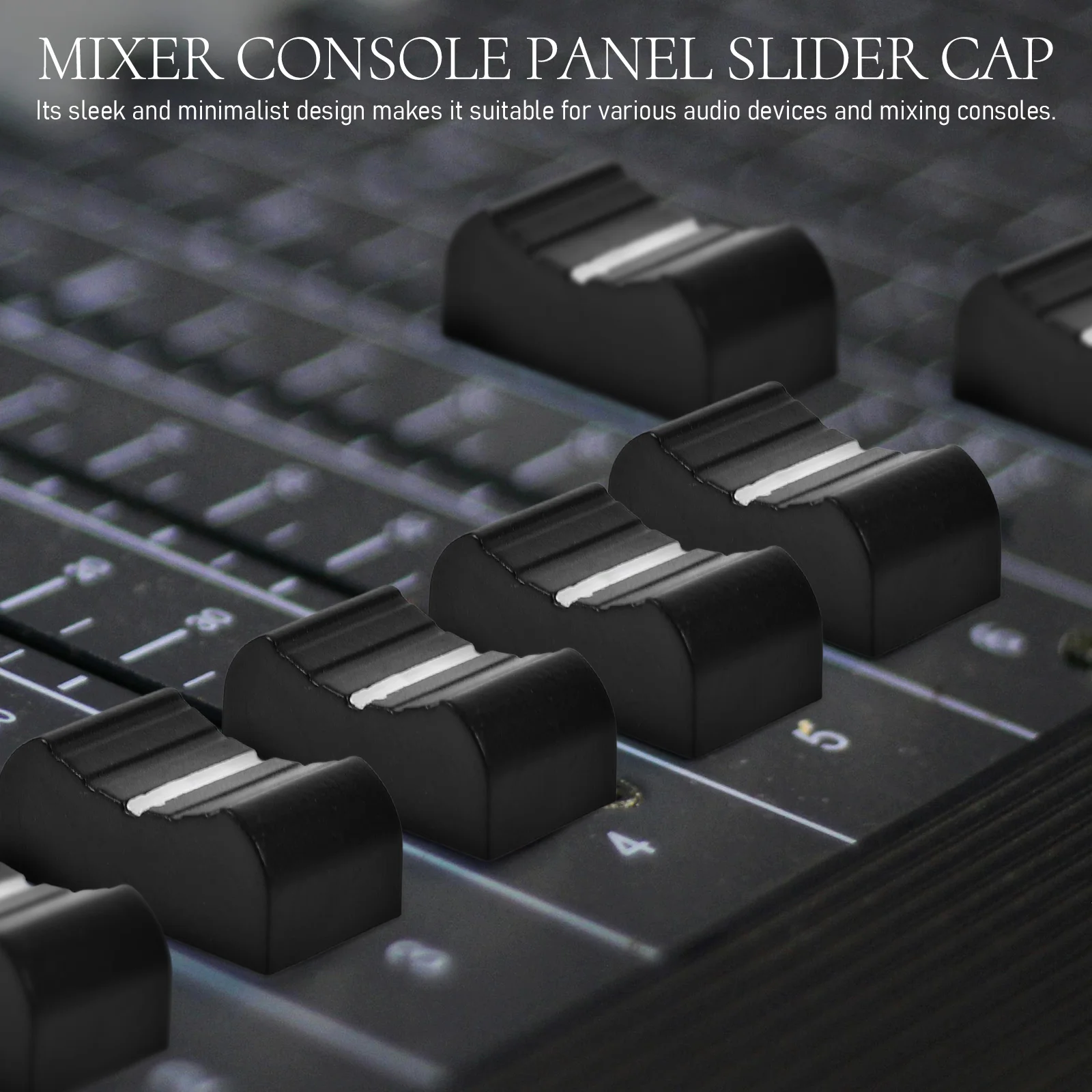

20pcs Fader Knobs Slider Console Mixer Replacement Caps For Straight Sliders Black Plastic Slider Fader Cap Console Mixer