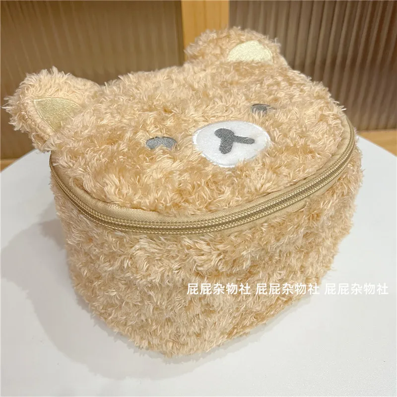 Rilakuma-ぬいぐるみ化粧バッグ,収納オーガナイザーボックス,カワイイかわいい化粧品キット,バスルーム用トイレタリーバッグ,洗面化粧ケース