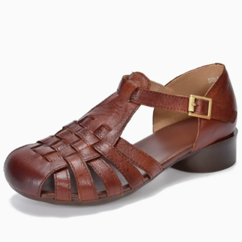 

ZXRYXGS 2026 Новые летние плетеные сандалии из натуральной кожи с полым верхом, удобные плоские сандалии для банкетов, женские модные сандалии