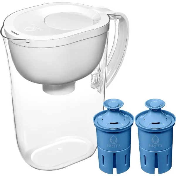 Brita Large Water Filter Pitcher for Tap and Drinking Water + 2 Elite Filters, Reduces 99% of Lead, Lasts 6 Months