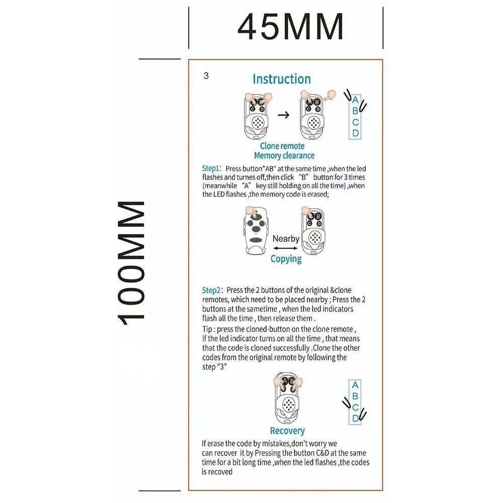 

Professional 433mhz Garage Door Opener Learning ABCD Key Gate Opener Universal Rolling Code Duplicator Garage