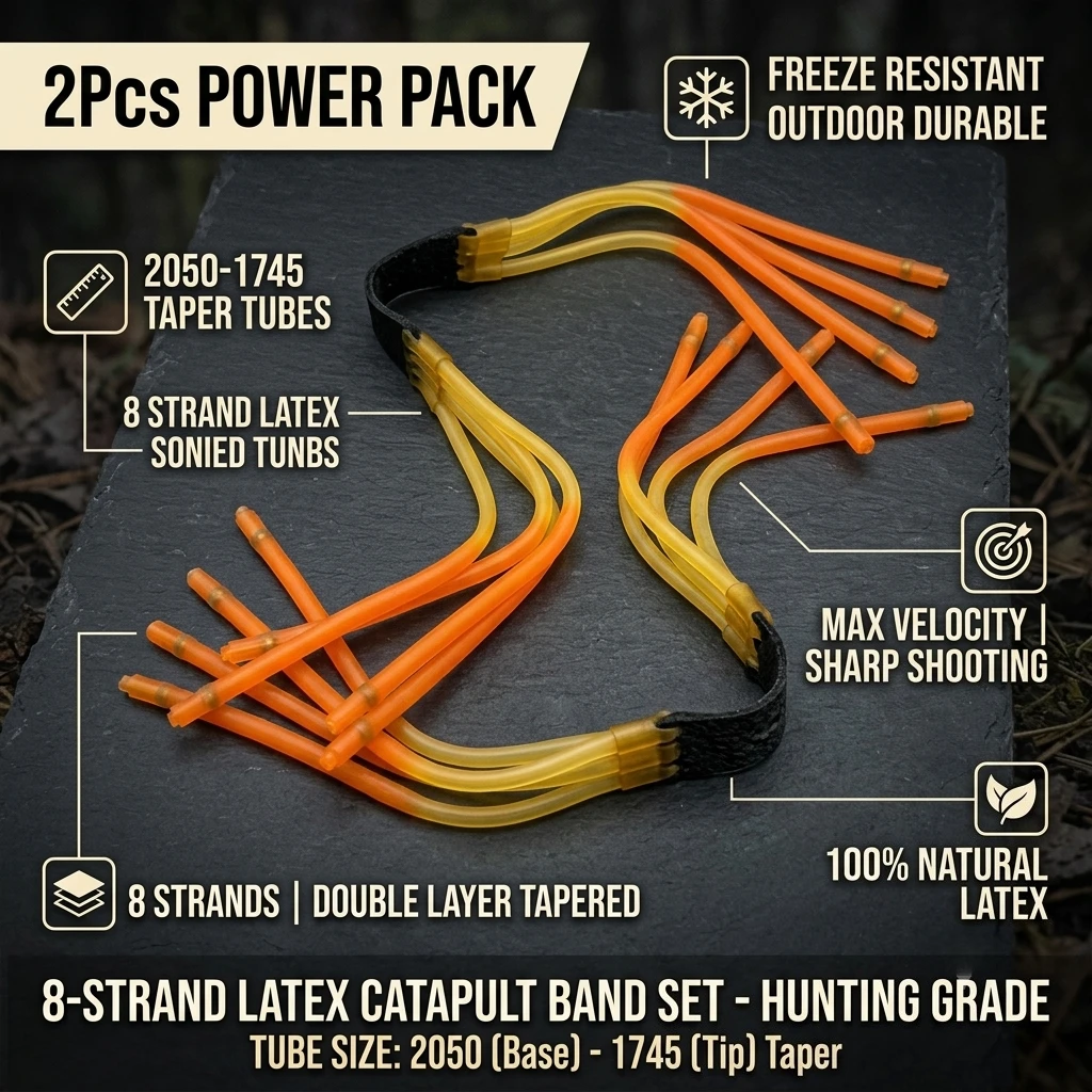 2Pcs Slingshot Rubber Band 8 Strands Double Layer Natural Latex 2050-1745 Freeze Resistant Elastic Tubes For Hunting Catapult