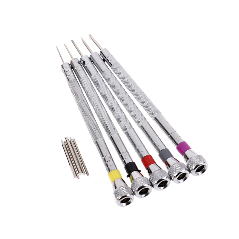 5x precision screwdriver set watch jewelry watchmaker repair tool 5 spare heads