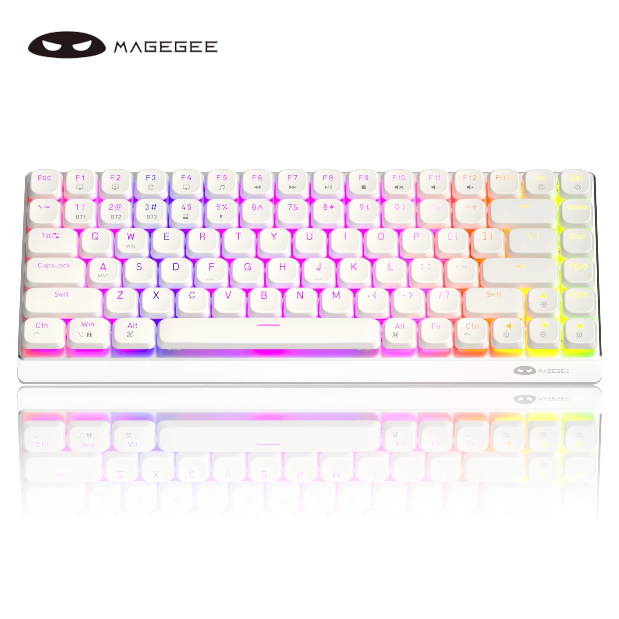 

Wireless RGB Mechanical Keyboard Moon84 Triple Mode 2.4GHz/Bluetooth/USB-C Wired Office White Keyboard for /PC/Laptop