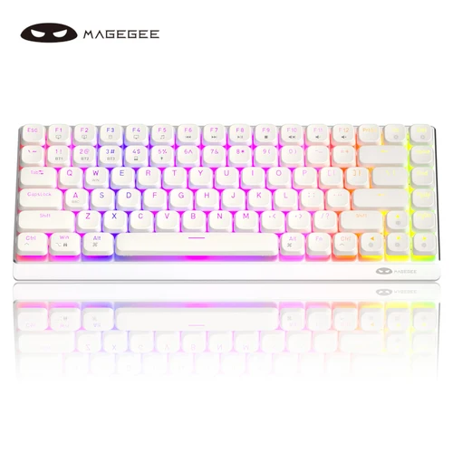 Teclado mecánico inalámbrico RGB Moon84 modo Triple 2,4 GHz/Bluetooth/USB-C teclado blanco de oficina con cable para PC/portátil