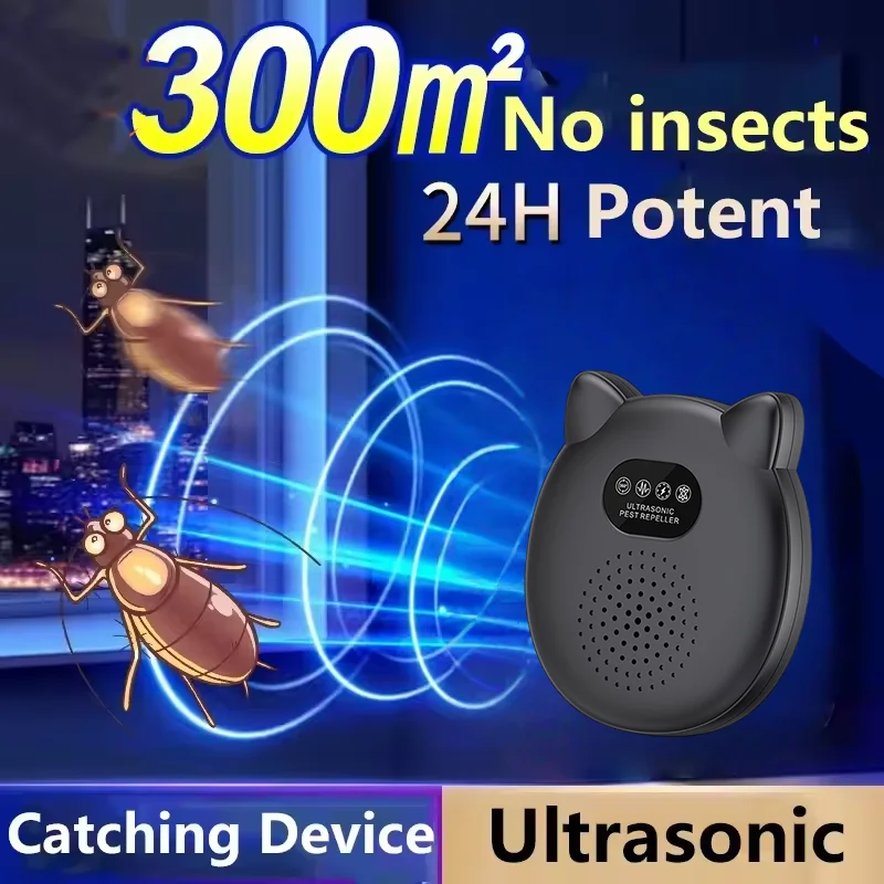 Repelente Ultrasónico de Roedores de 360 Grados, Repelente Electrónico de Ratas, Repele Eficazmente Moscas, Cucarachas y Mosquitos para Interiores