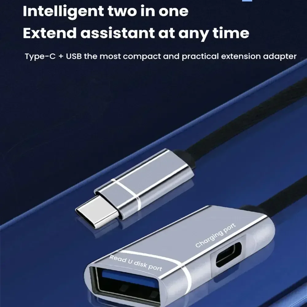 2-in-1 Typ-C OTG-Adapter Netzteil PD Schnellladekabel USB 3.0 Externer U-Disk-Konverter Splitter