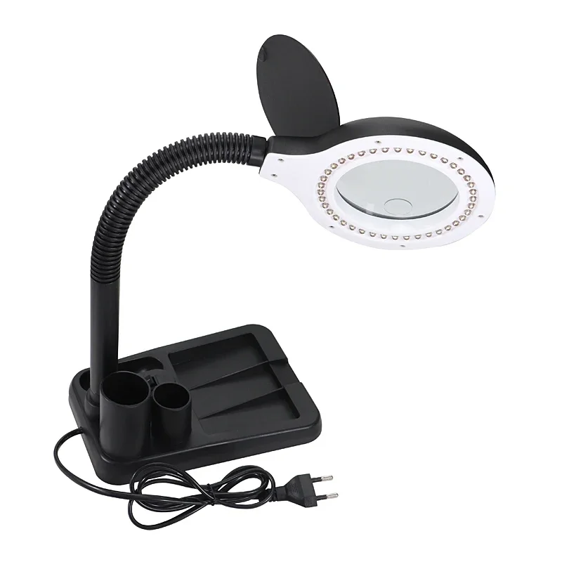 

Flexible 5X /10 EU Plug 40 Lights Magnifying Glass Illuminated Magnifier Lamp Loupe Reading/Rework/Soldering Table Lamp