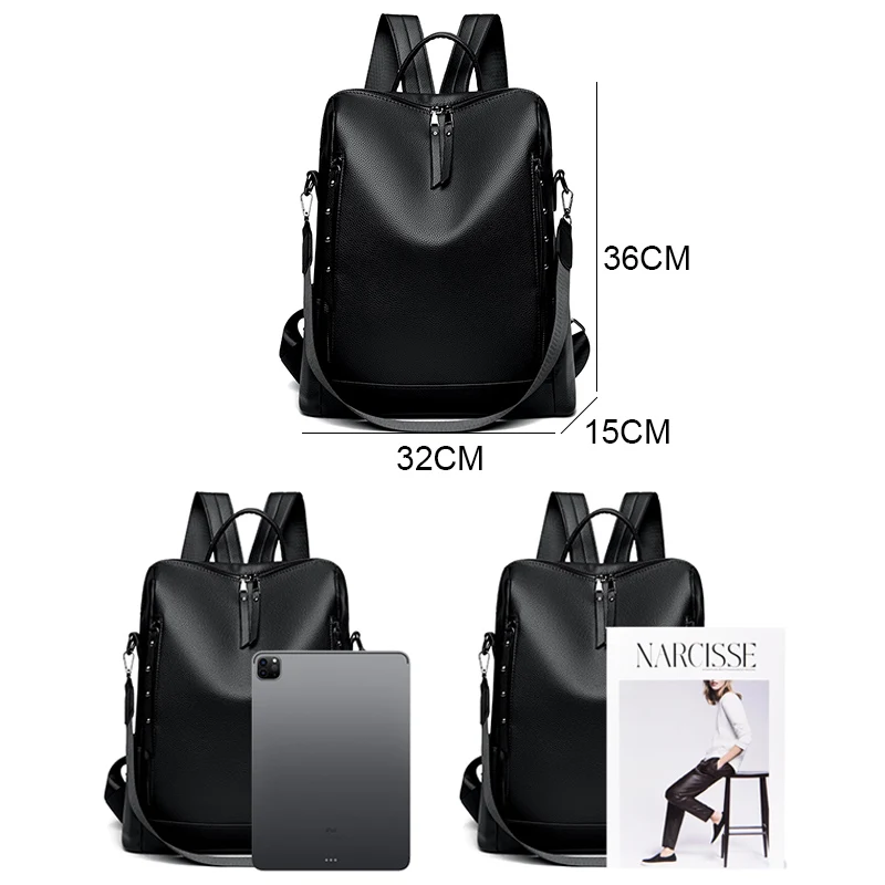 2023 New Women High Quality Leather Backpacks High Capacity Casual Travel Backpack Mochilas School Backpack for College Students