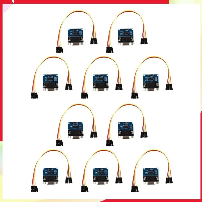 B18B 10X MAX3232 RS232 Serial Port To TTL Converter Module DB9 Connector W/ 4 Jump Cables
