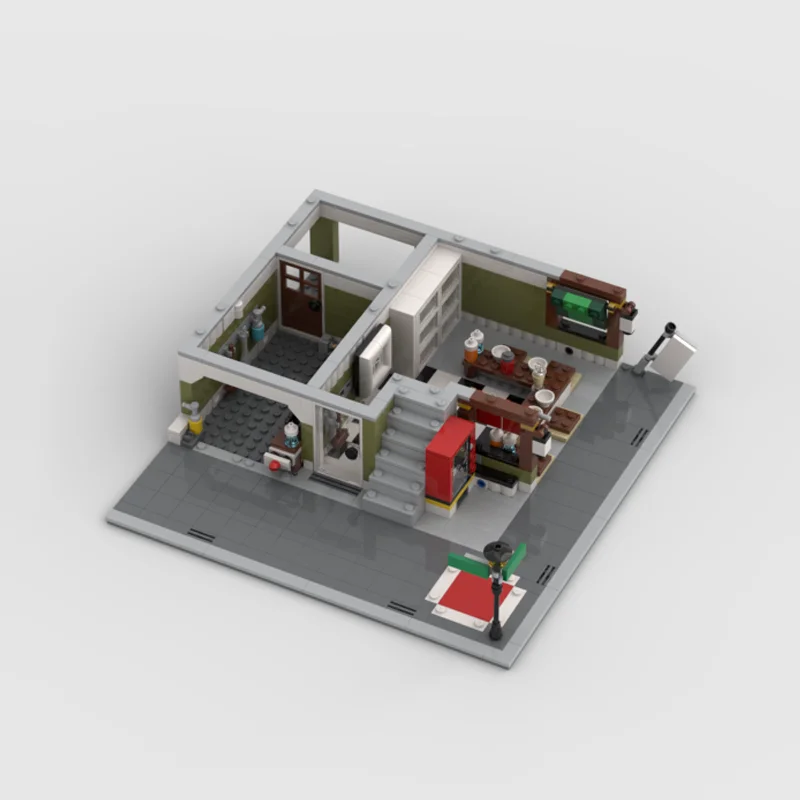 1462 قطعة MOC المعكرونة الدراجة متجر وحدات وحدات نموذج بناء هدية الكريسماس كتل تجميع لتقوم بها بنفسك لعبة التعليم الطوب عيد ميلاد