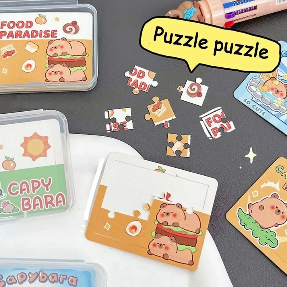 Mit Box Capybara Cartoon Puzzle Praktisches Spielzeug Papier Cartoon Mini Puzzle Spielzeug Einfaches kreatives Cartoon Puzzlespiel Kleines Geschenk