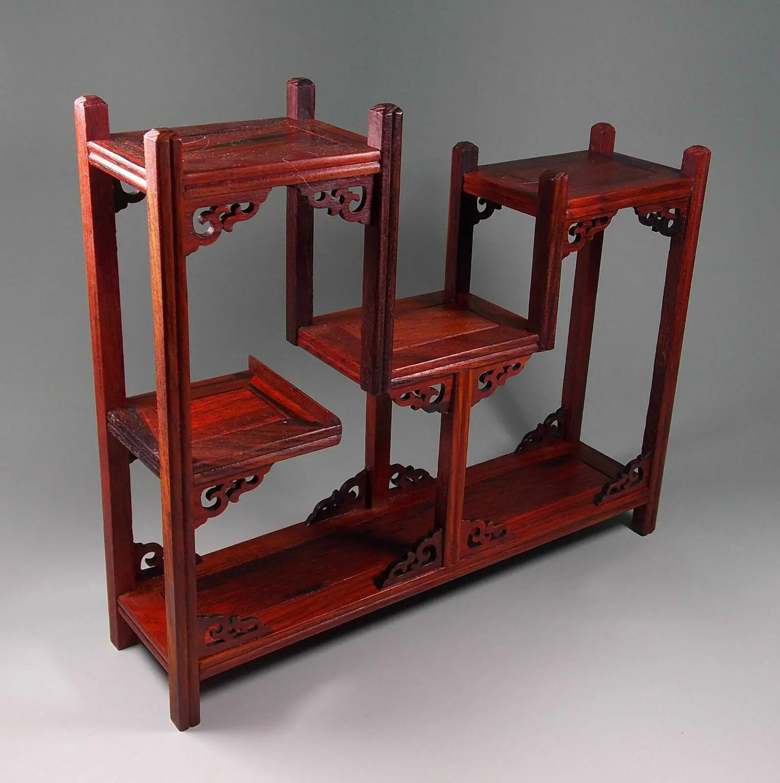 Rosewood Handwork Carved Stand Shelf for Netsuke Snuff Bottle Small Statue