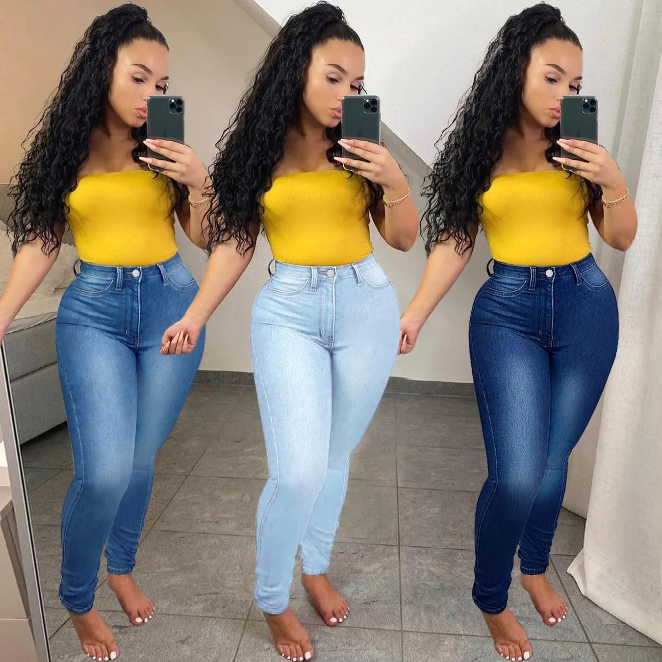 

Pencil Pants Women Jeans Skinny Stretch High Waist Distressed Washed Pockets Ankle Length Trousers 2025 Streetwear Denims