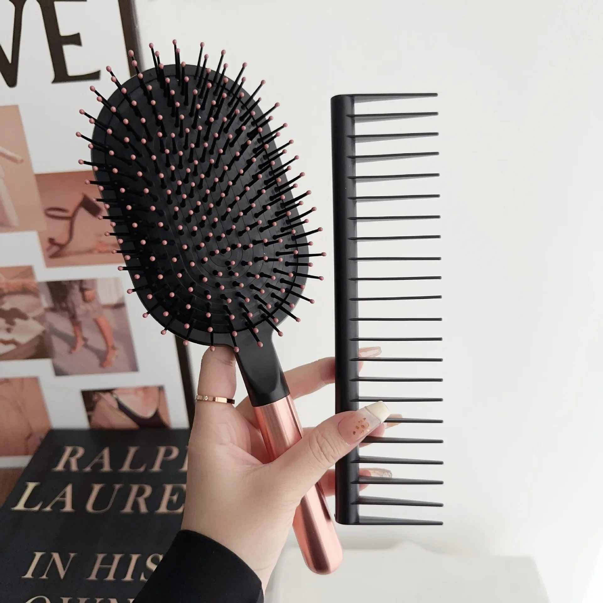 

Женская массажная расческа, портативная расческа для укладки волос, кожи головы, антистатическая домашняя расческа с подушкой безопасности, двухсекционная расческа