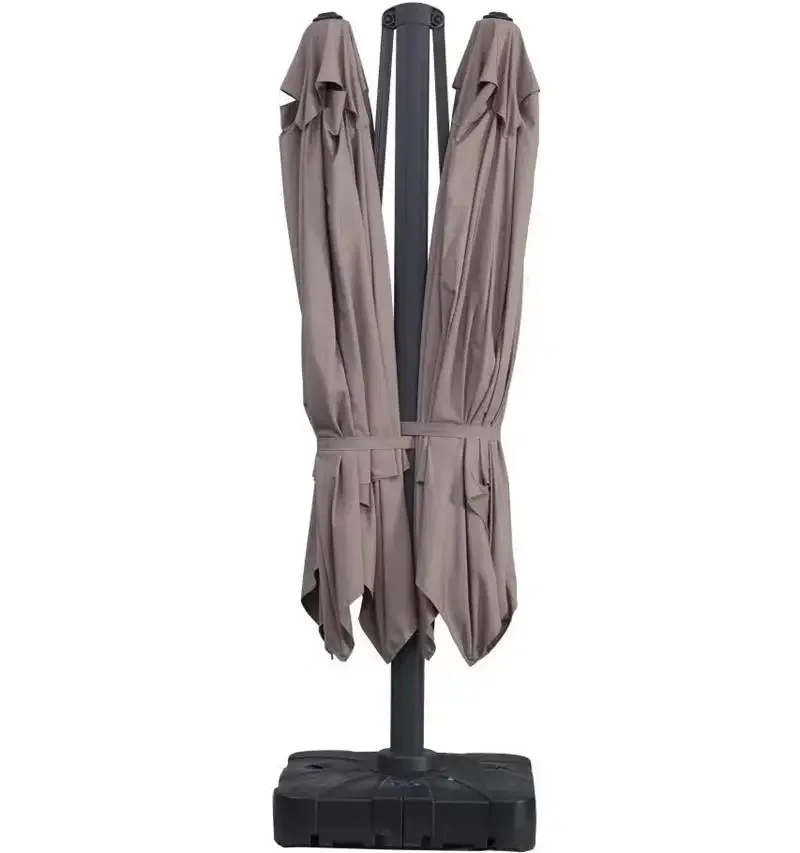 Aluminum large shade outdoor double canopy double head patio umbrella strong double sun umbrella