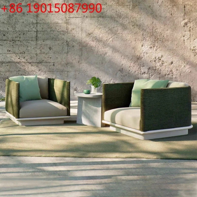 Pastoral outdoor sofa courtyard villa large apartment rattan garden terrace rain and sun protection outdoor sun room furniture
