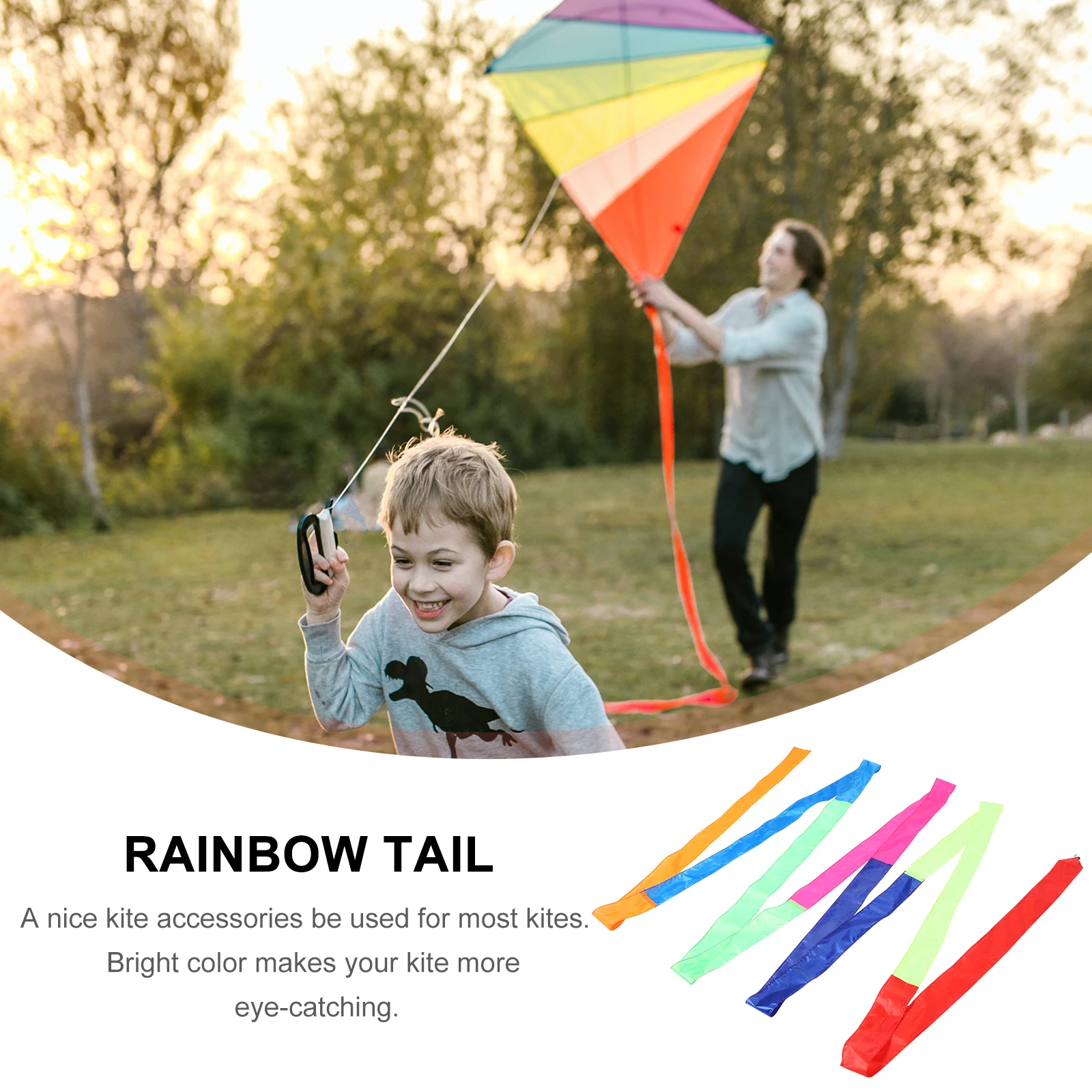 Banderas de cola de arcoíris para niños y adultos, accesorios de cinta para exteriores, adorno volador Flexible fuerte, reutilizable, 2 uds.