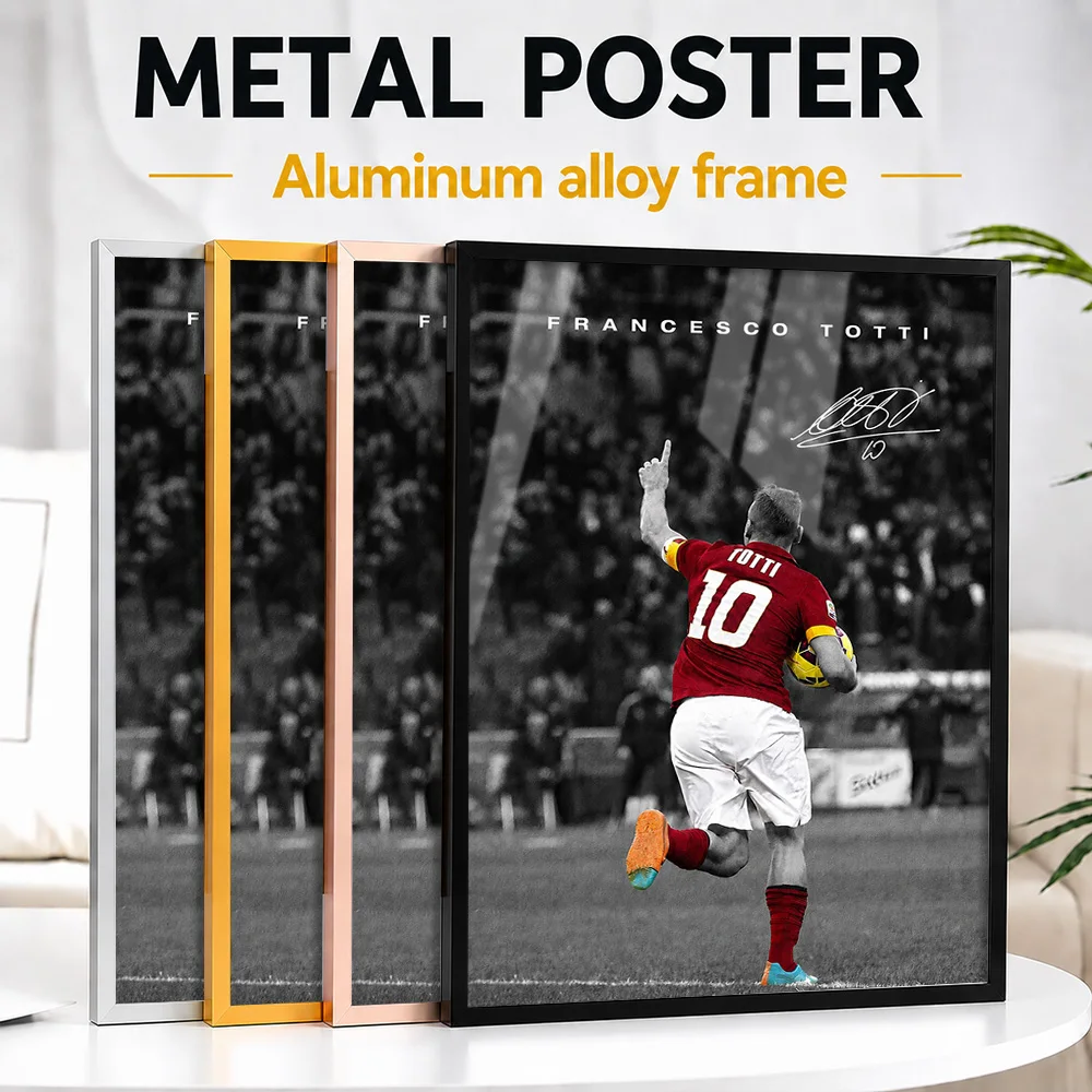 Francesco Totti Roma Soccer Framed Metal Poster Personalized Photo Modern Team Style Wall Art For Clubhouse Memorable Fan Gift