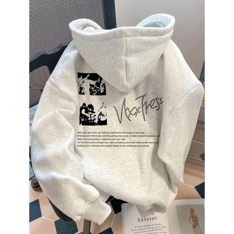 

Осень-зима 2022, женские толстовки с капюшоном в стиле аниме «Hello Kitty», одежда с принтом, толстовка с капюшоном Y2K, оверсайз, винтажное пальто из 100% хлопка для девочек