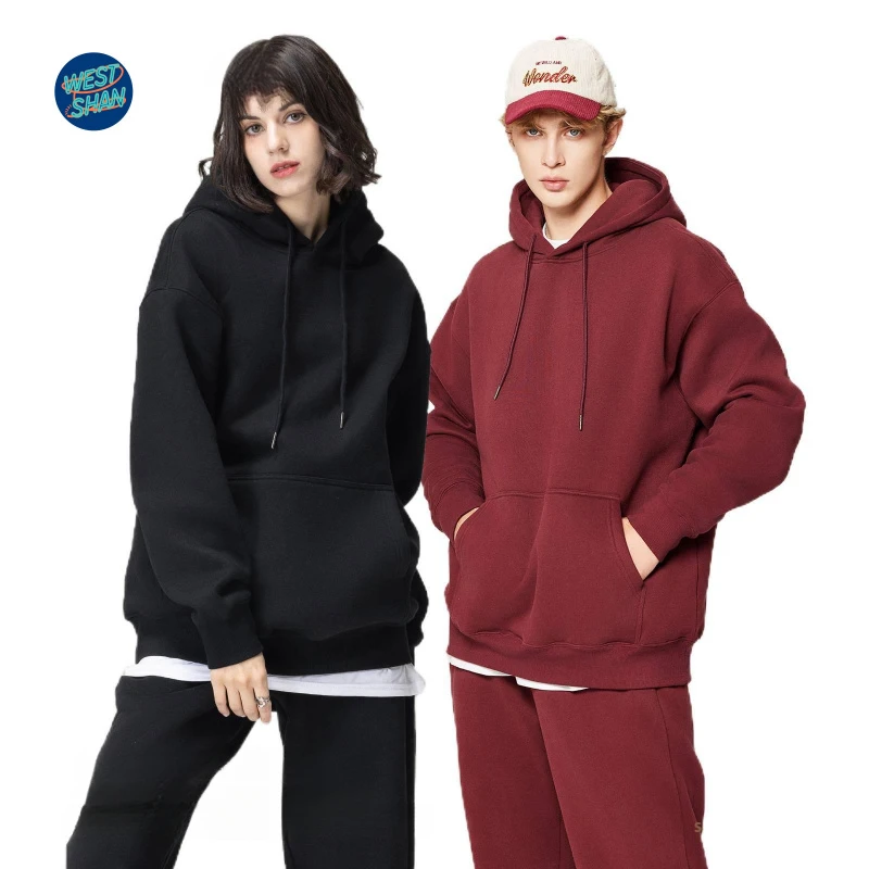 

WESTSHANRS EU US Size Men Clothing Autumn and Winter 350G Fleece Solid Color Hoodie and Sweatpant Sports Outdoor Tracksuit