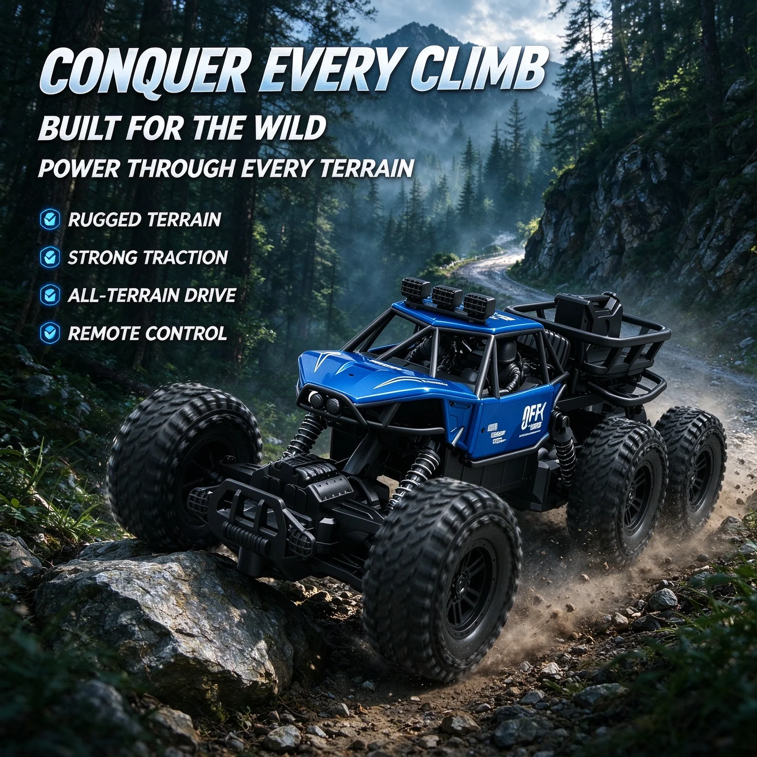 Oversized 6-Wheel RC Crawler, High-Efficiency Motor & Precision Drive Shaft, Drift Off-Road Toy Gift for Boys