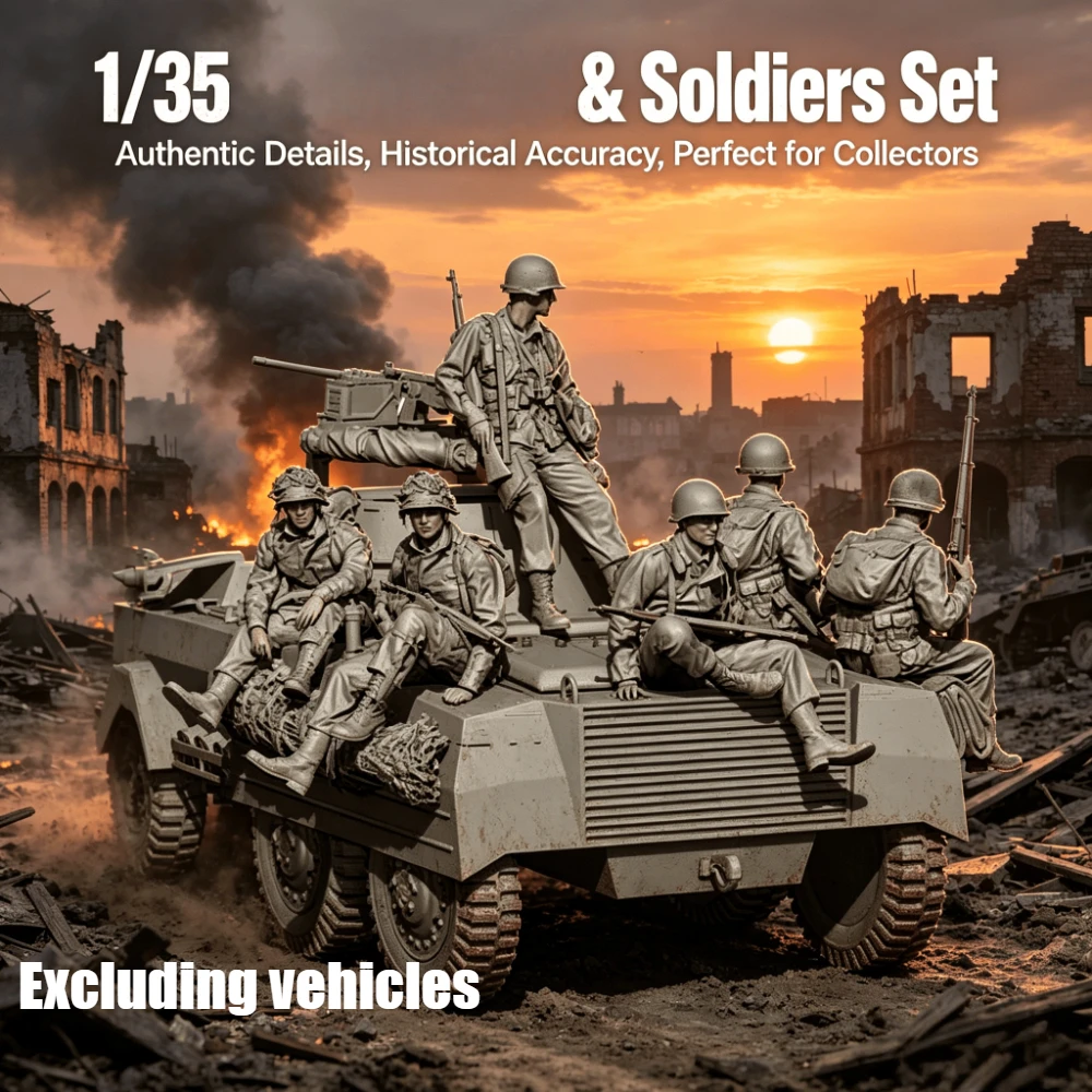 

Rare Cast Resin Model Kit, 1/35 Full Team Posture Display, Resin Model, Needs To Be Assembled (excluding Vehicles)
