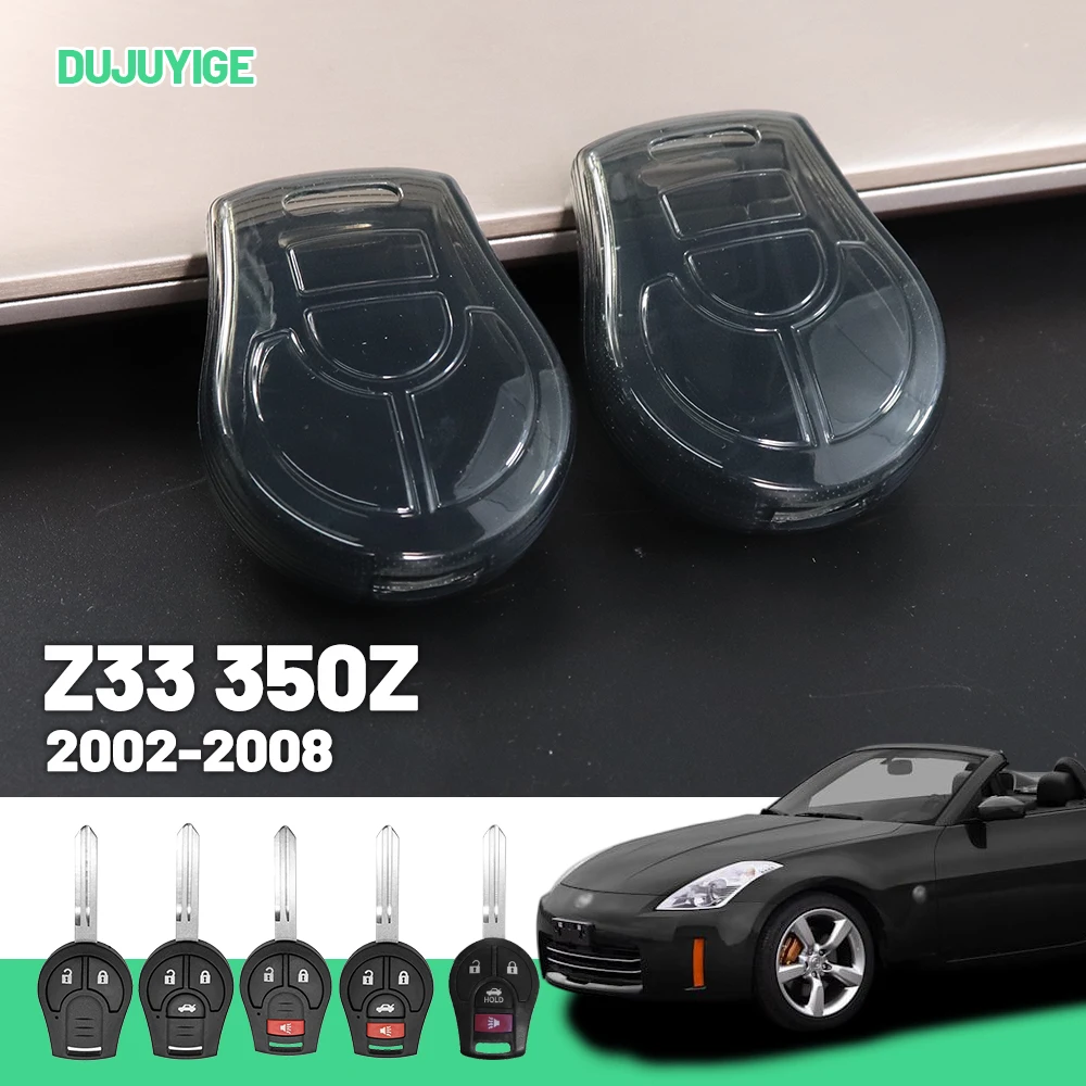 Clear TPU Car Key Case For Nissan Z33 350Z 2002-2008 Key Fob Cover Protector Shell Auto Accessories 2003 2004 2005 2006 2007