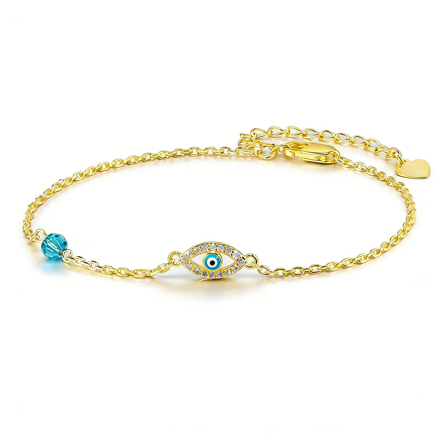 Luxury Evil Eye Bracelet for Women Blue Crystal Bead & Zircon Accent,Perfect for Date Night & Party Adjustabl Chain Gift for Her