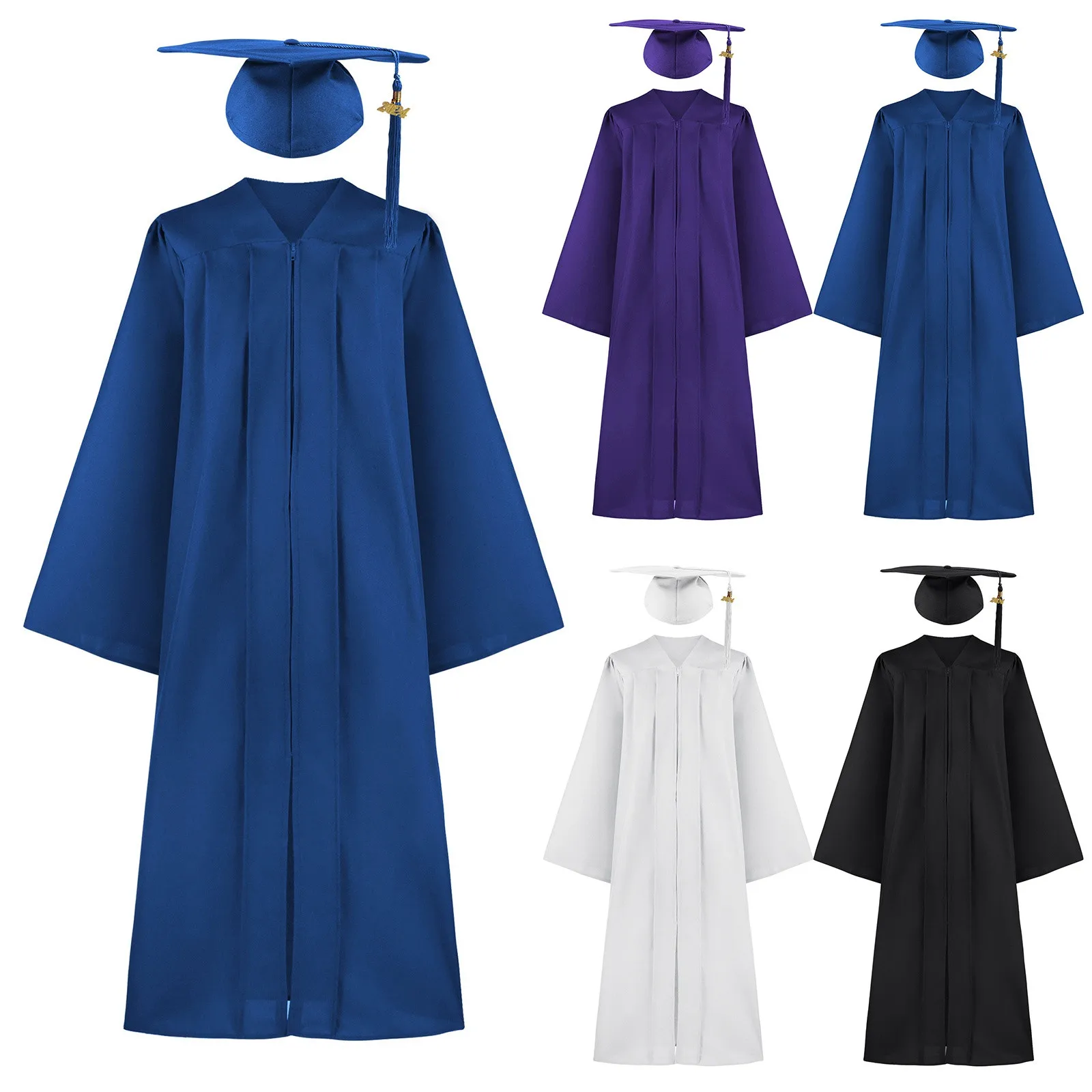 2024 University Bachelor's Degree Robe Hat Sets College Graduation Degree Cos Dresses Men Women Students Graduation Costume