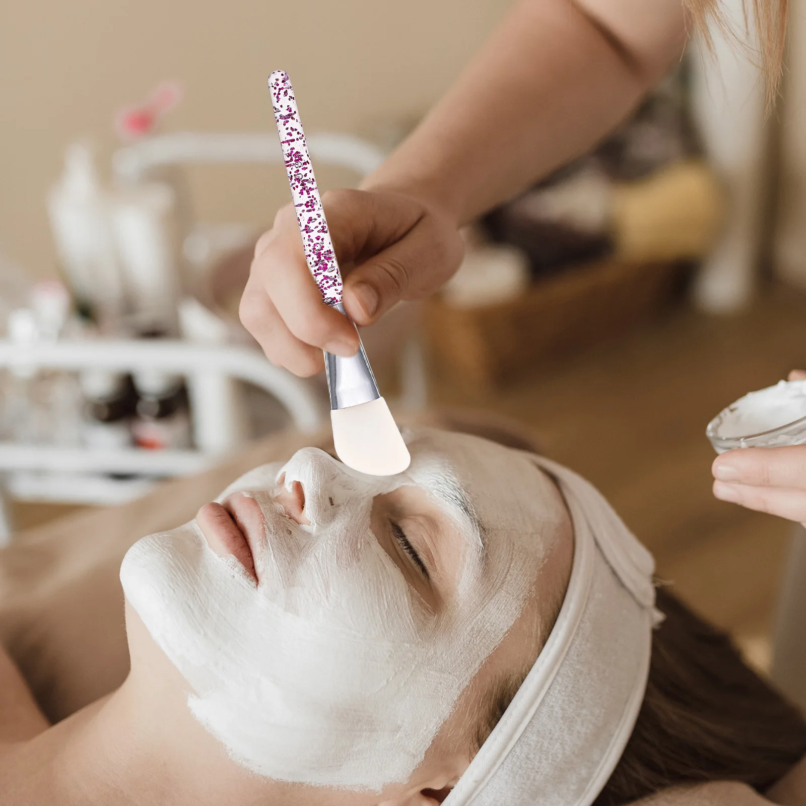 실리콘 마스크 편안한 페이스 마스크 애플리케이터 피부 친화적인 인체공학적 경량 컴팩트 여행용 페이셜 도구 스킨케어